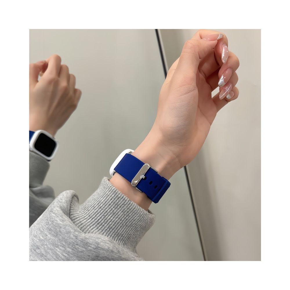 Small niche color blocking sports silicone strap suitable for Apple Watch 11 Apple Watch S10 9 creative protective case image 4