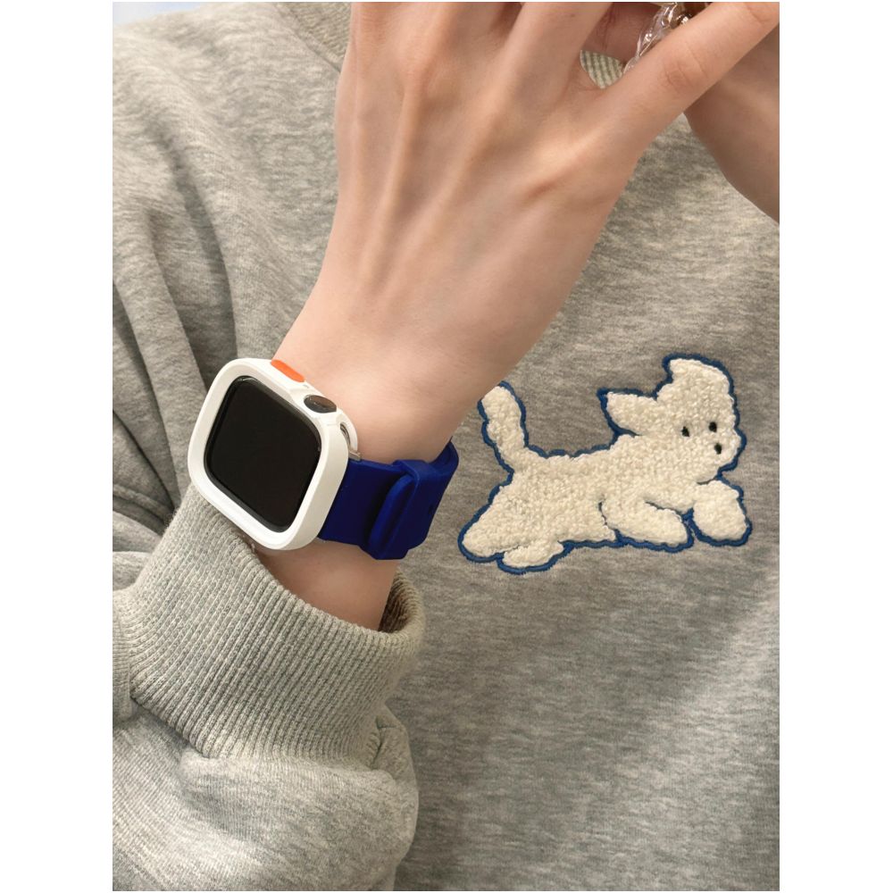 Small niche color blocking sports silicone strap suitable for Apple Watch 11 Apple Watch S10 9 creative protective case image 33