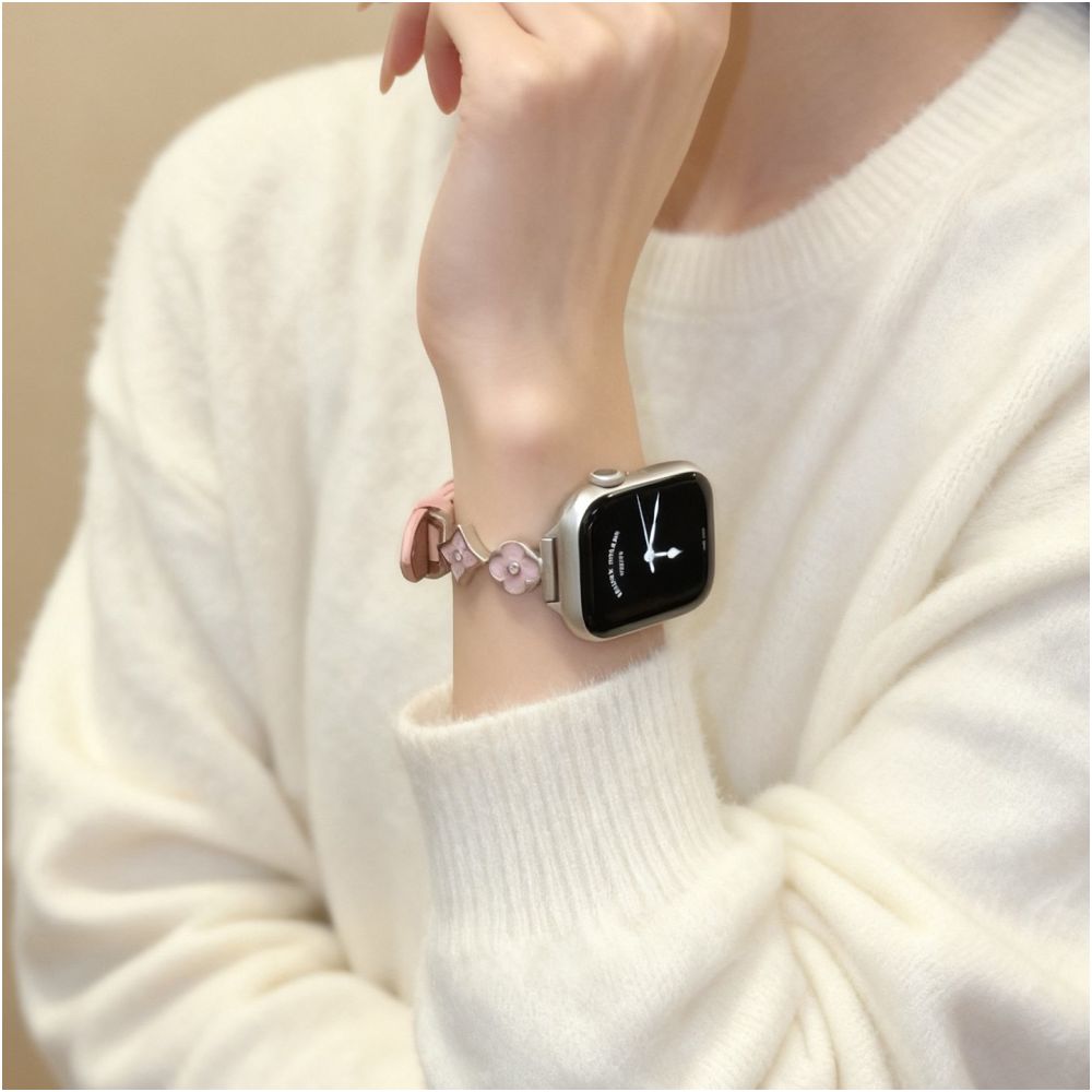 Cross flower zircon creative watch strap treasure shell fun suitable for Apple Watch 49mm leather strap spring and summer chain commuting style 42mm metal version image 36