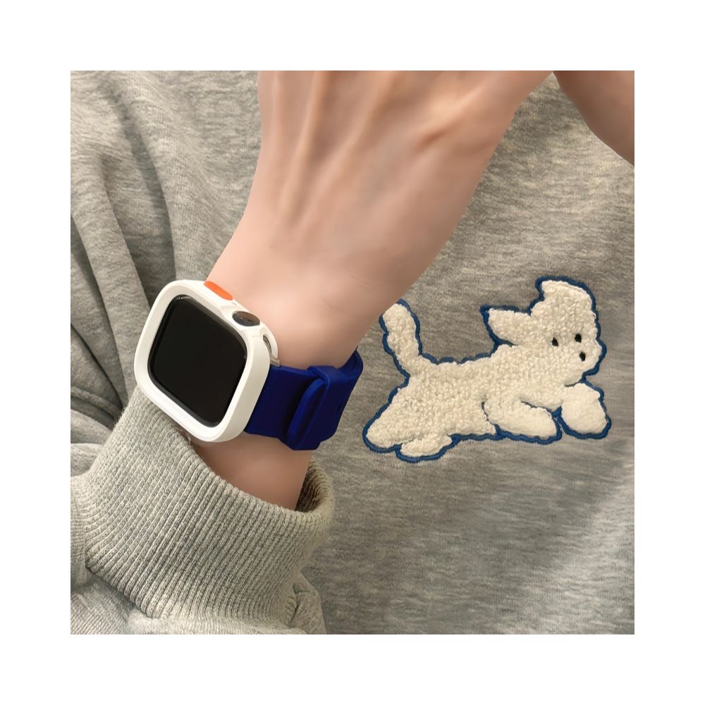 Small niche color blocking sports silicone strap suitable for Apple Watch 11 Apple Watch S10 9 creative protective case image 1