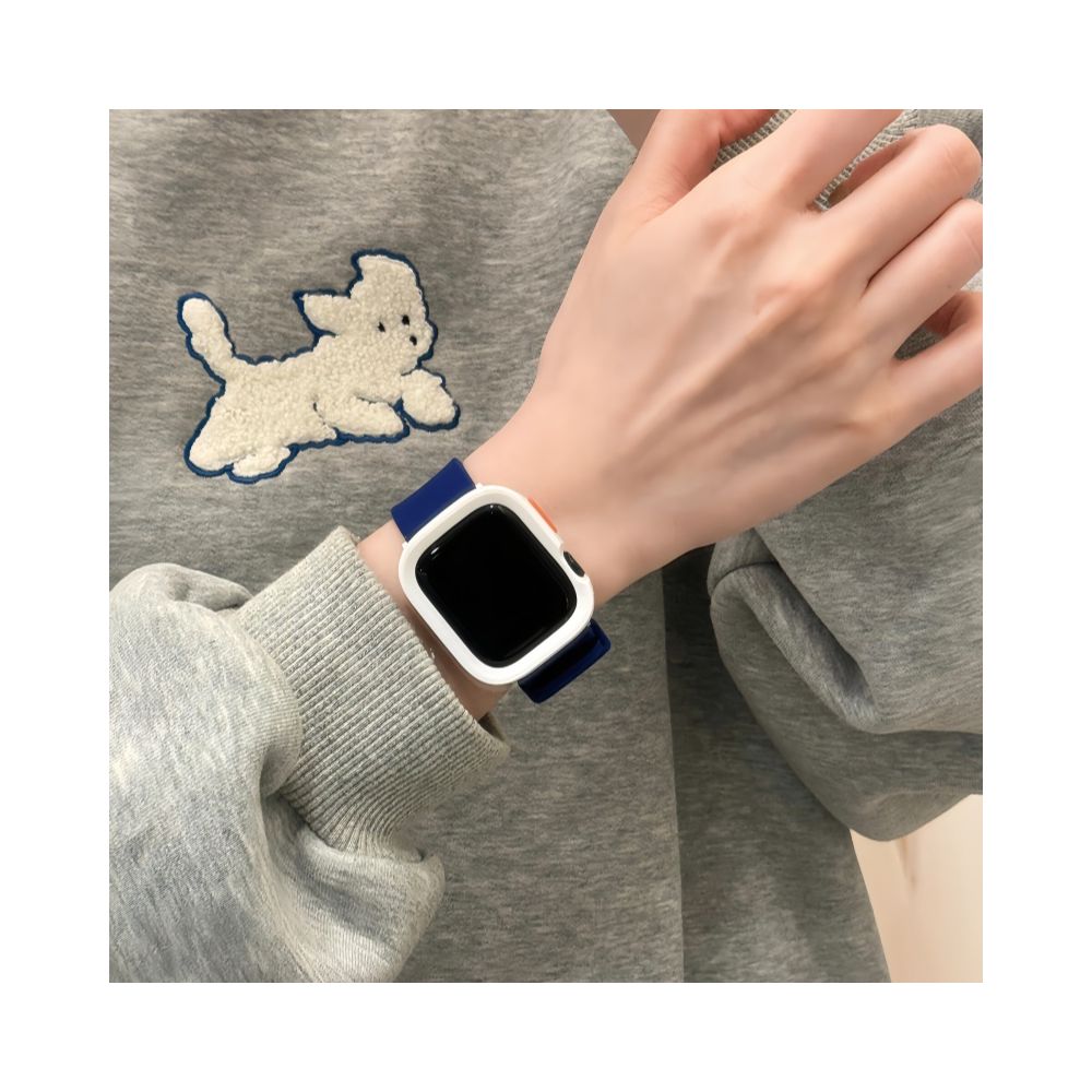 Small niche color blocking sports silicone strap suitable for Apple Watch 11 Apple Watch S10 9 creative protective case image 2