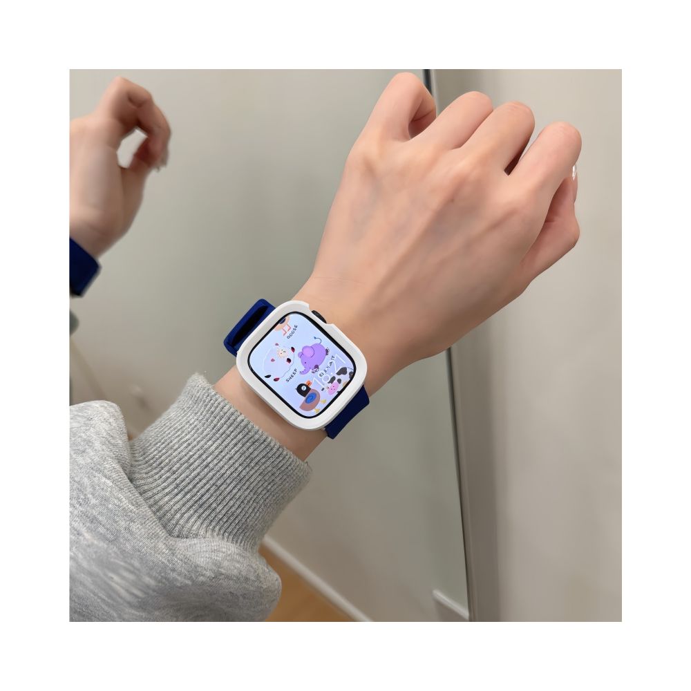 Small niche color blocking sports silicone strap suitable for Apple Watch 11 Apple Watch S10 9 creative protective case image 5