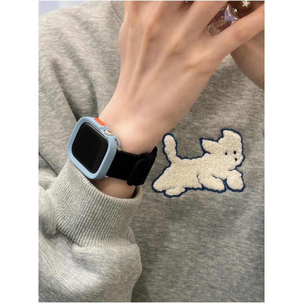 Small niche color blocking sports silicone strap suitable for Apple Watch 11 Apple Watch S10 9 creative protective case image 27
