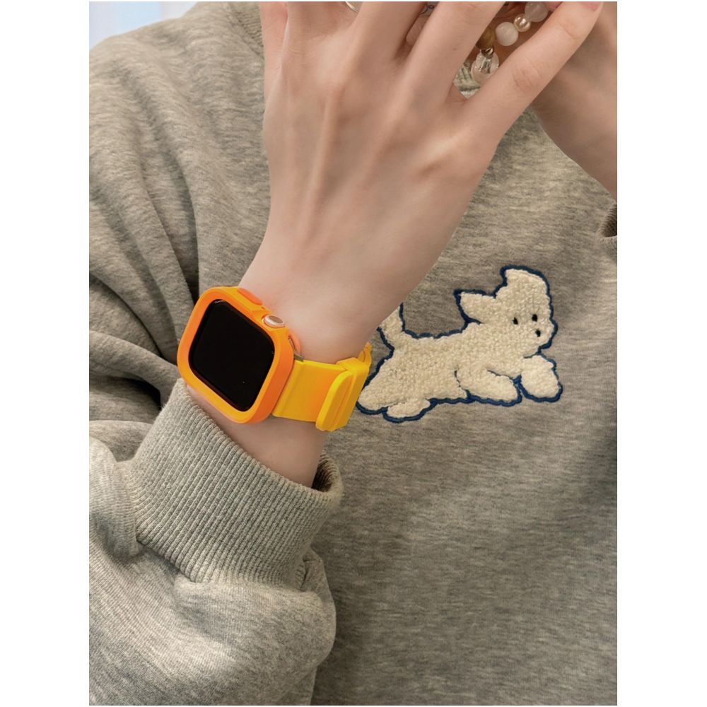 Small niche color blocking sports silicone strap suitable for Apple Watch 11 Apple Watch S10 9 creative protective case image 42