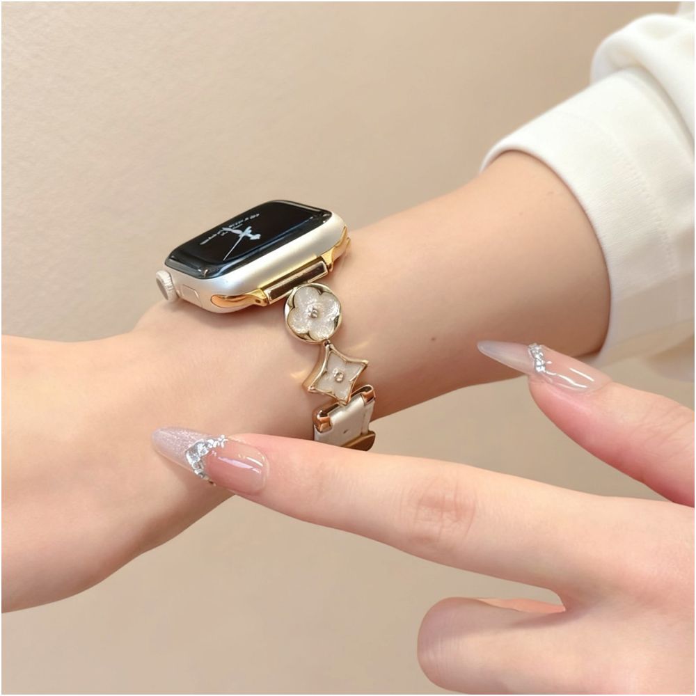 Cross flower zircon creative watch strap treasure shell fun suitable for Apple Watch 49mm leather strap spring and summer chain commuting style 42mm metal version image 37