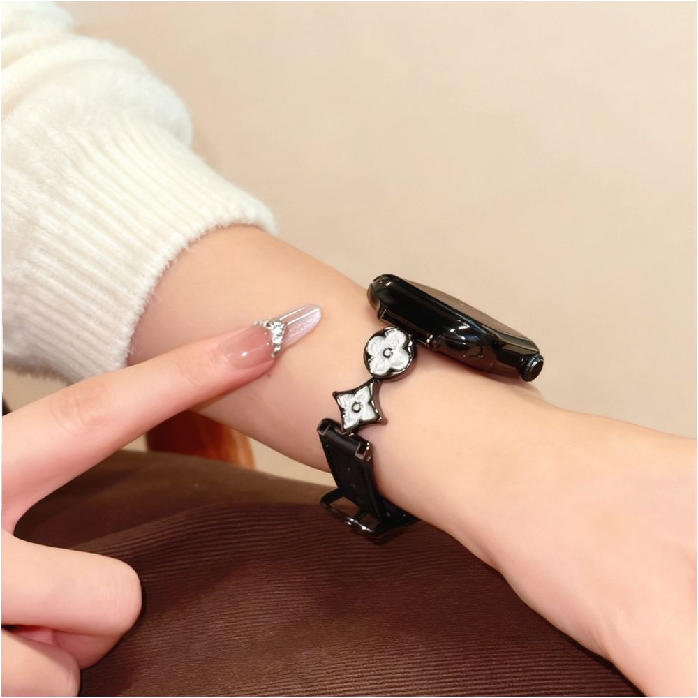 Cross flower zircon creative watch strap treasure shell fun suitable for Apple Watch 49mm leather strap spring and summer chain commuting style 42mm metal version image 38