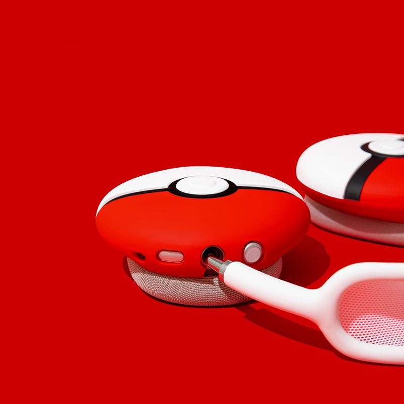 EARISE Pokeball Airpods Max Kılıfı kaymaz sıkı uyum hafif yumuşak silikon çizilme ve düşme dostu kolay yıkanabilir airpods max