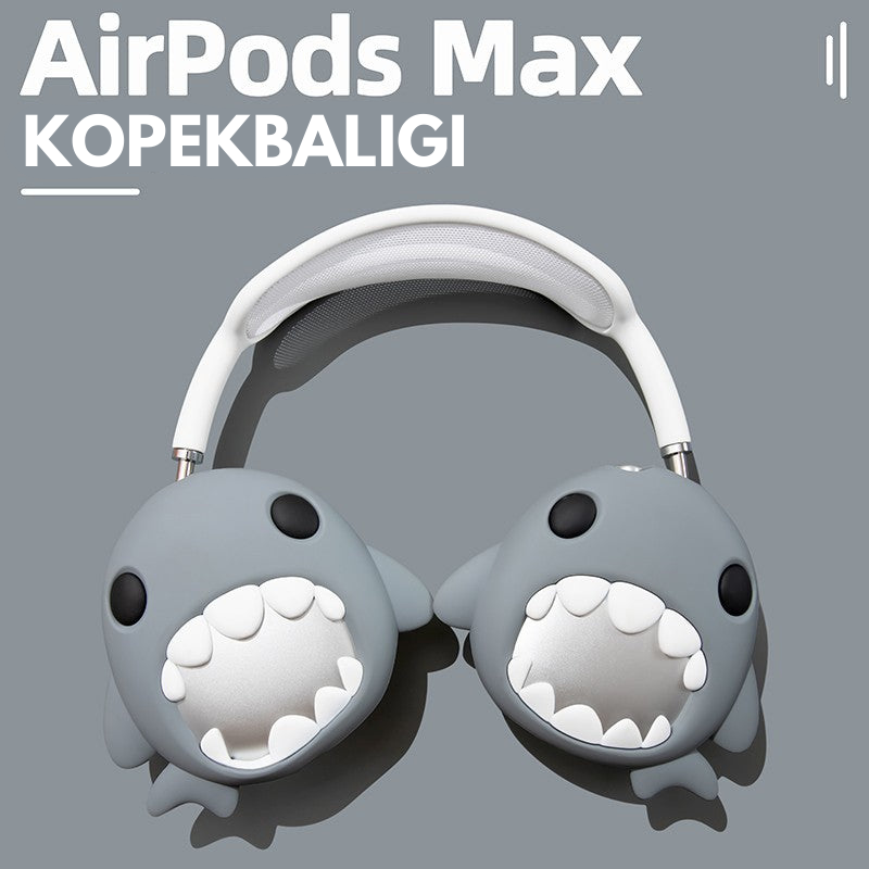 EARISE Köpekbalığı Airpods Max Kılıfı kaymaz sıkı uyum hafif yumuşak silikon çizilme ve düşme dostu kolay yıkanabilir airpods max