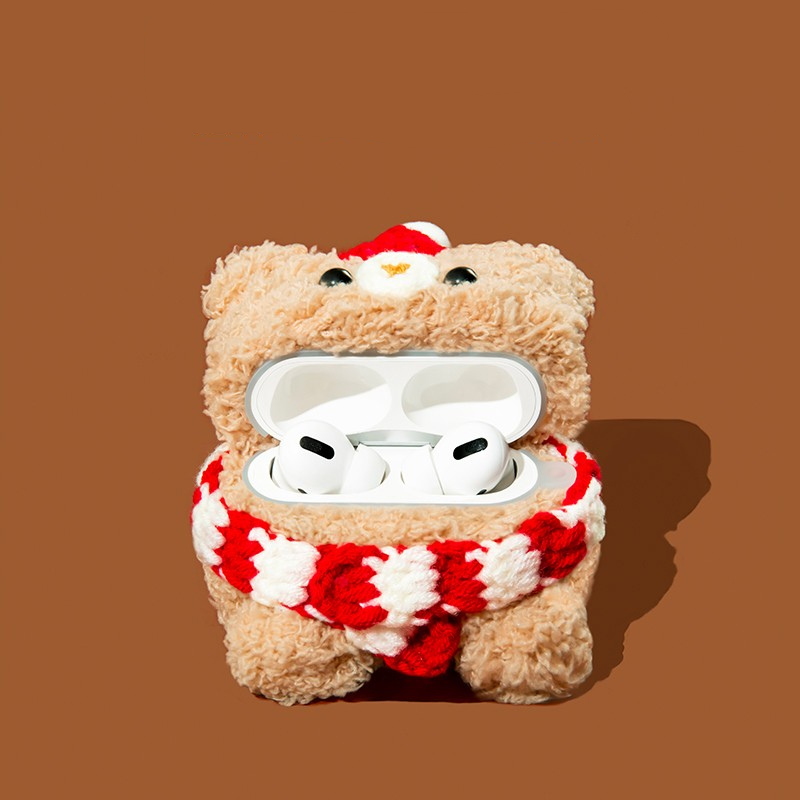 EARISE Scarf Bear Airpods Kılıfı Tüm modellere uygun tasarım airpods koruyucu kılıf airpods1 ve airpods2 için airpods3 airpods pro kılıfı airpods pro2 airpods4 airpods 4 kılıfı