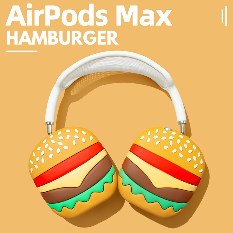 EARISE Hamburger Airpods Max Kılıfı kaymaz sıkı uyum hafif yumuşak silikon çizilme ve düşme dostu kolay yıkanabilir airpods max