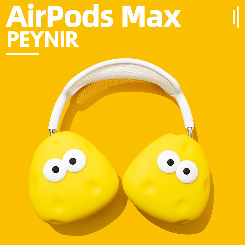 EARISE Peynir Airpods Max Kılıfı kaymaz sıkı uyum hafif yumuşak silikon çizilme ve düşme dostu kolay yıkanabilir airpods max