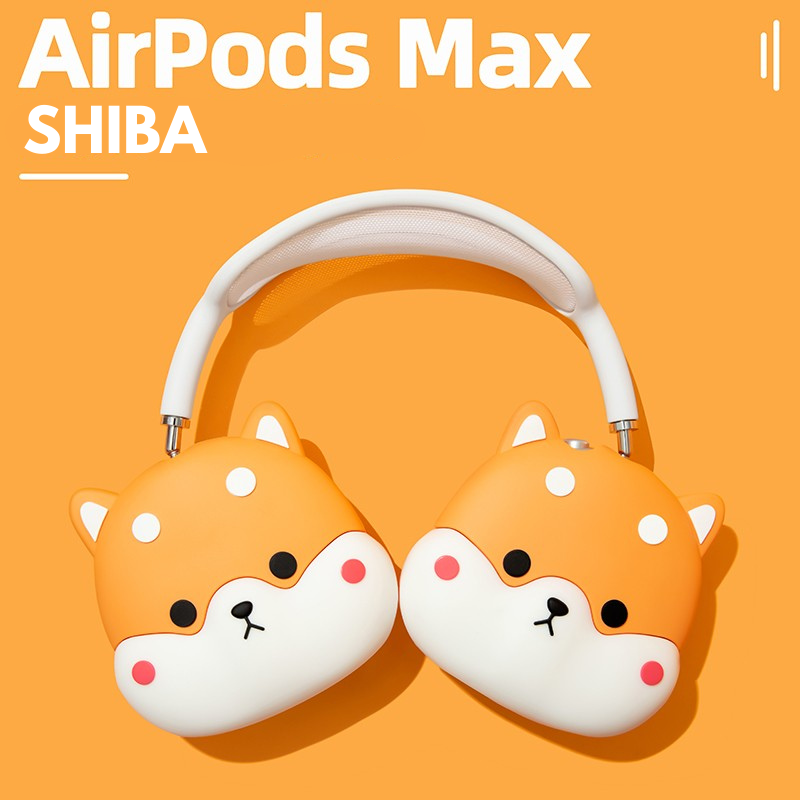 EARISE Shiba Airpods Max Kılıfı kaymaz sıkı uyum hafif yumuşak silikon çizilme ve düşme dostu kolay yıkanabilir airpods max